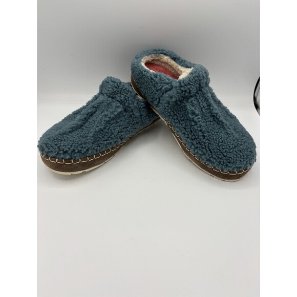 LL Bean Women's Sherpa Slippers Fleece Lined Blue Cozy Winter Loafers Size 7 - Picture 6 of 10